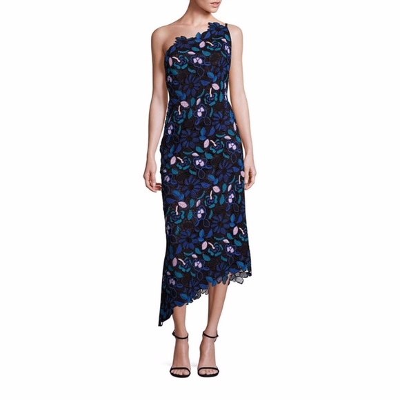 Laundry By Shelli Segal Dresses & Skirts - PLATINUM LAUNDRY BY SHELLI SEGAL | One Shoulder Floral Lace Dress Embroidered